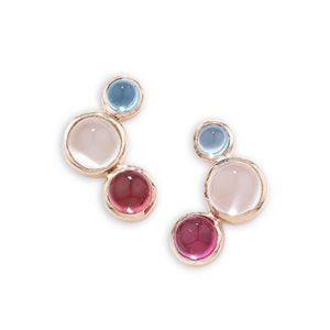 Bubble rose gold multi gem stud earrings
