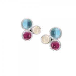 Cabouchon cut multi gem bubble earrings