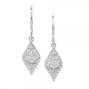 Designer enchanted white gold evil eye diamond drop earrings