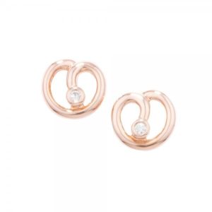 Designer rose gold diamond spiral stud earrings