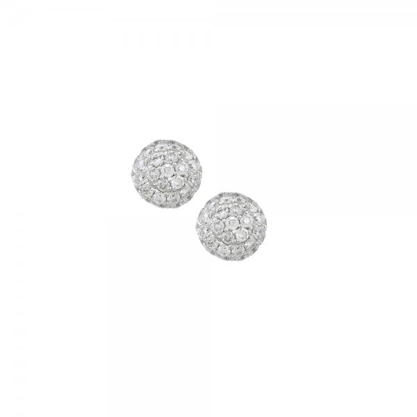 Luxury white gold diamond ball stud earrings