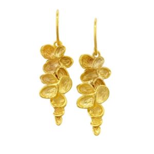 Luxury yellow gold falling leaves drop earrings
