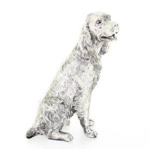 Silver spaniel dog ornament