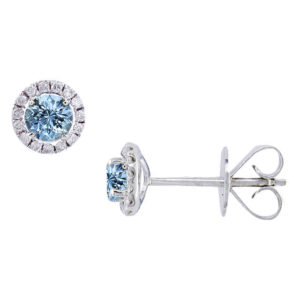 18ct white gold aquamarine & diamond stud earrings