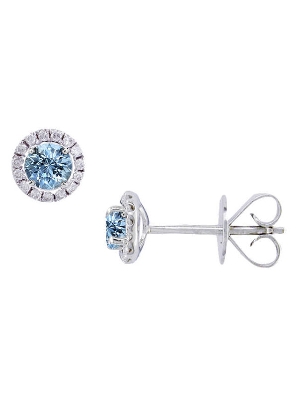 18ct white gold aquamarine & diamond stud earrings