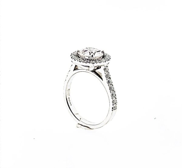Platinum 1.73ct brilliant cut diamond halo ring