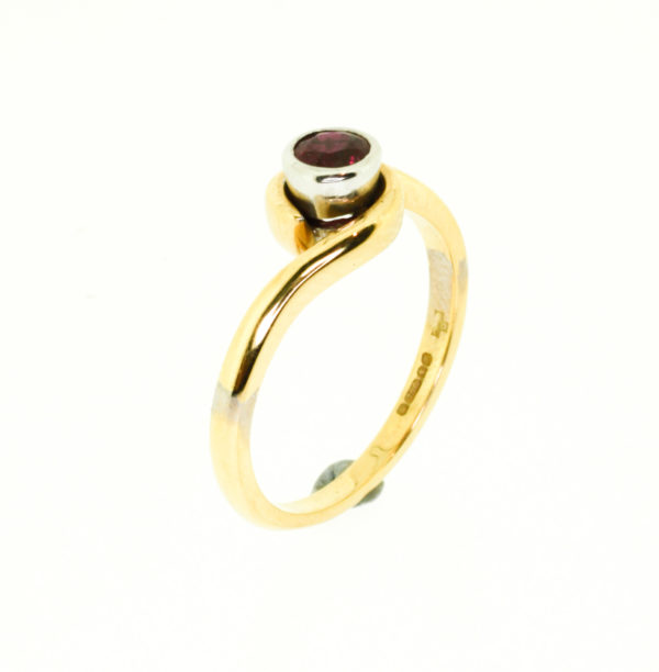 18ct yellow & white gold ruby twist ring