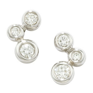 9ct white gold 3 diamond bubble stud earrings