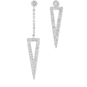 18ct White Gold Asymmetric Diamond Drop Earrings