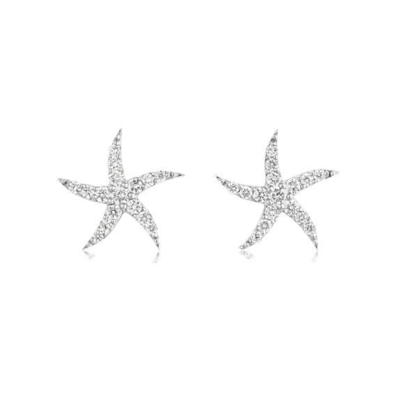 18ct White Gold Diamond Starfish Earrings