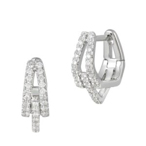 18ct White Gold Diamond Geometric Huggie Earrings