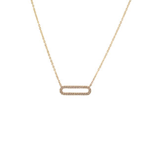 9ct Yellow Gold Diamond Paperclip Necklace