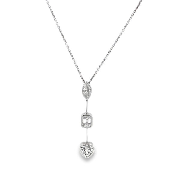 18ct White Gold Marquise, Heart & Emerald Diamond Pendant