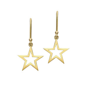 9ct Yellow Gold Open Star Drop Earrings