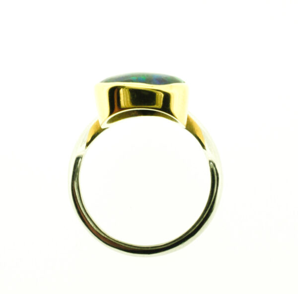 18ct Yellow & White Gold Black Opal Ring