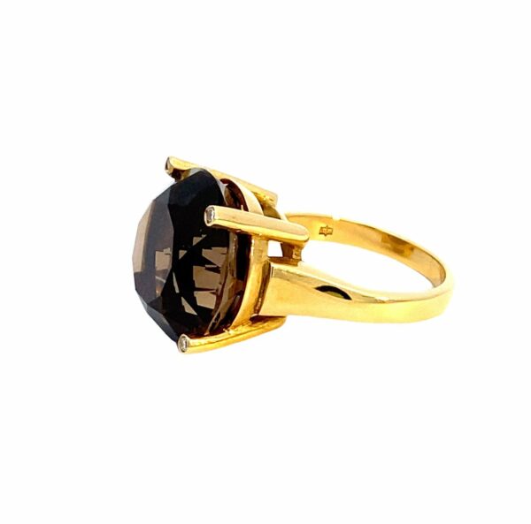18ct Yellow Gold Smokey Quartz & Diamond Dress Ring