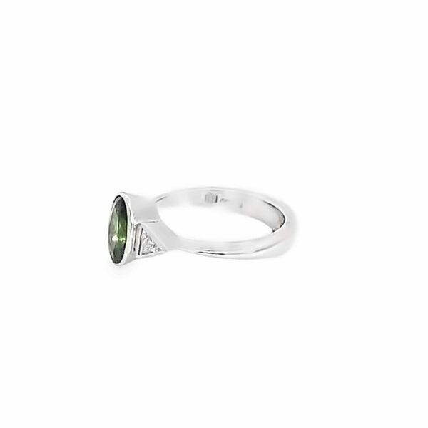 Platinum Green Sapphire & Diamond Ring