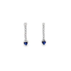 Preloved 18ct White Gold Sapphire & Diamond Drop Earrings